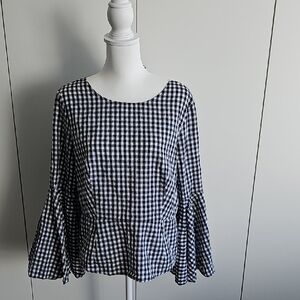 Nanette Lepore Black and White Checkered Blouse